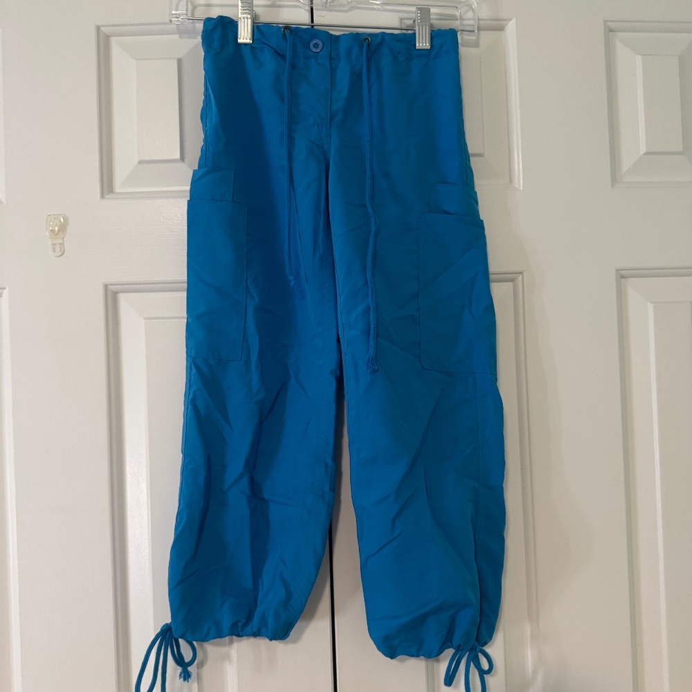 Girls Bright Blue Cargo Dance Pants – Drawstring Hem